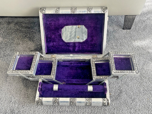 Silver tabletop jewellery box - tabletop,