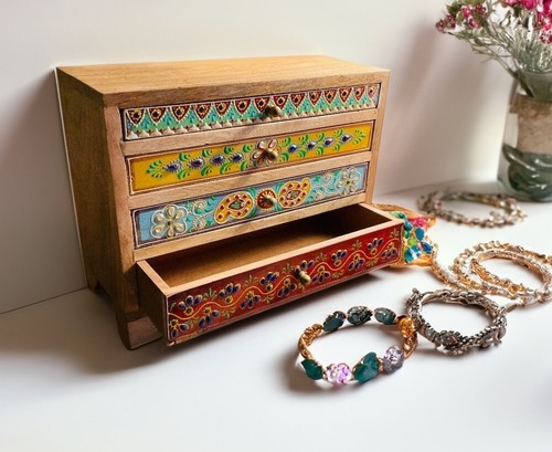 Wooden jewellery chest - wooden, indian