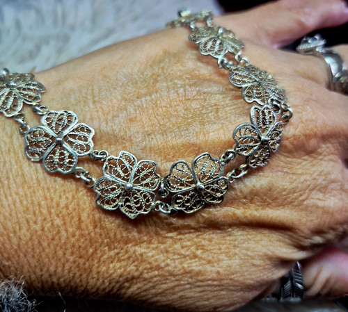 Indian silver filigree flower - indian,
