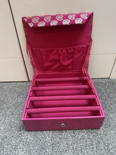 Pink gold brocade bangle box - brocade,