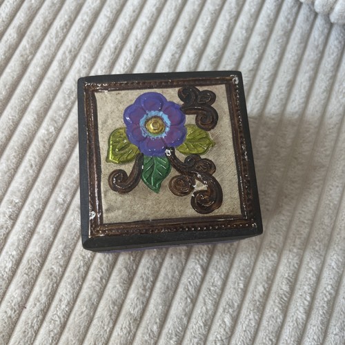 Wooden jewelry box with - wooden, floral