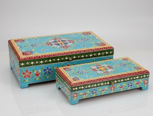 Two indian boxes - boxes, hand