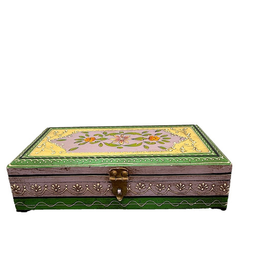 Wooden lidded box - lidded, indian