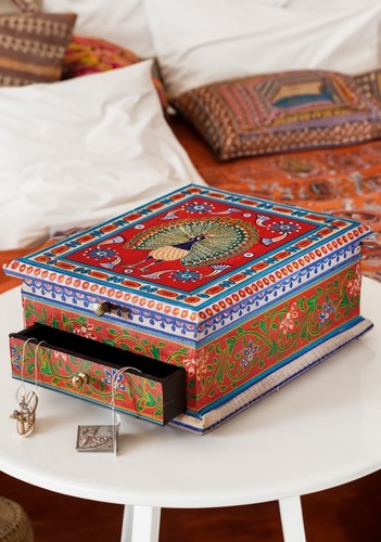 Peacock jewellery box mango - peacock,